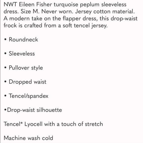 Eileen Fisher • Jasper sleeveless tencel drop waist dress NWT $149 - Picture 3 of 3